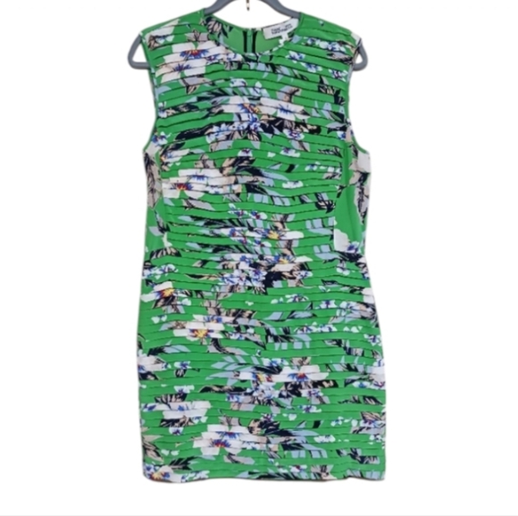 Diane Von Furstenberg Cinched Waist Bolan Palm Print Silk Dress - Picture 2 of 10